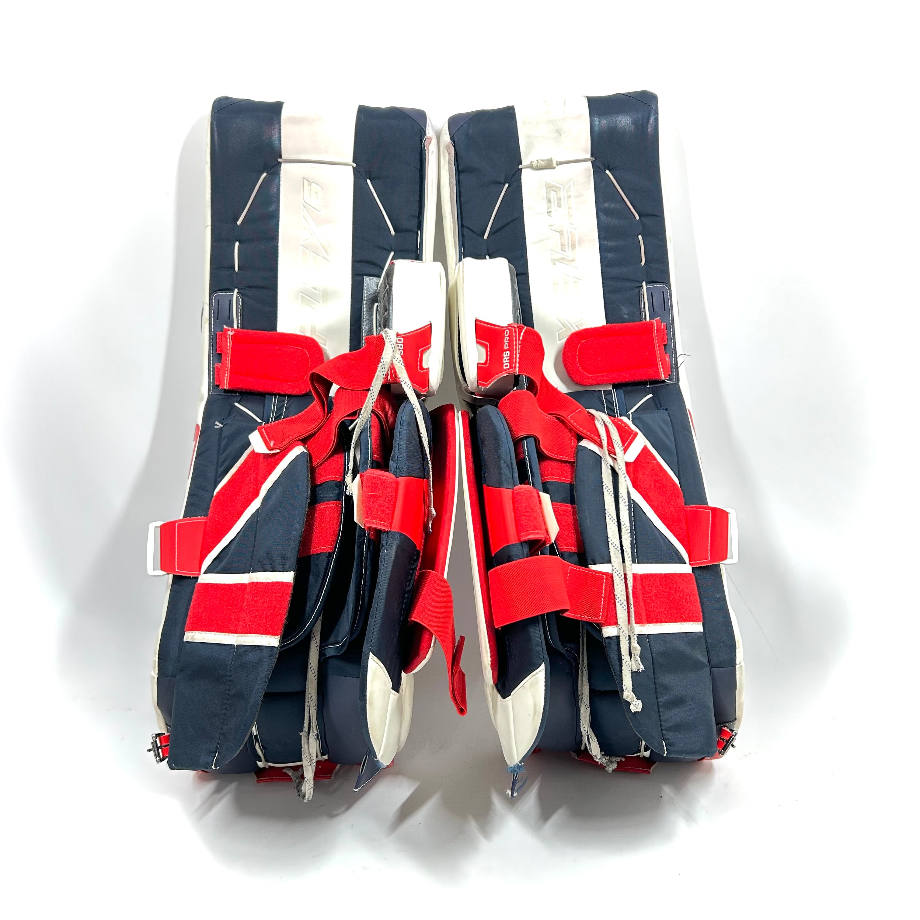 CCM Extreme Flex 6 - Ensemble complet de gardien de but senior AHL Pro Stock d'occasion (blanc/rouge/bleu)
